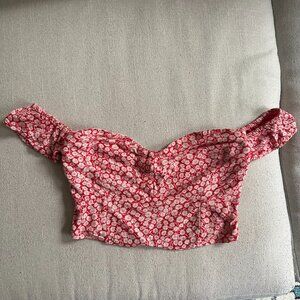 Abercrombie off the shoulder red floral top